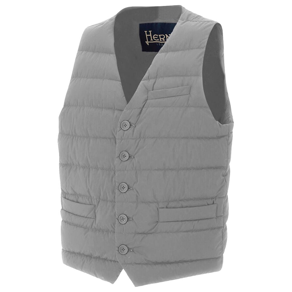 Herno Gray Nylon Vest with Down Filling