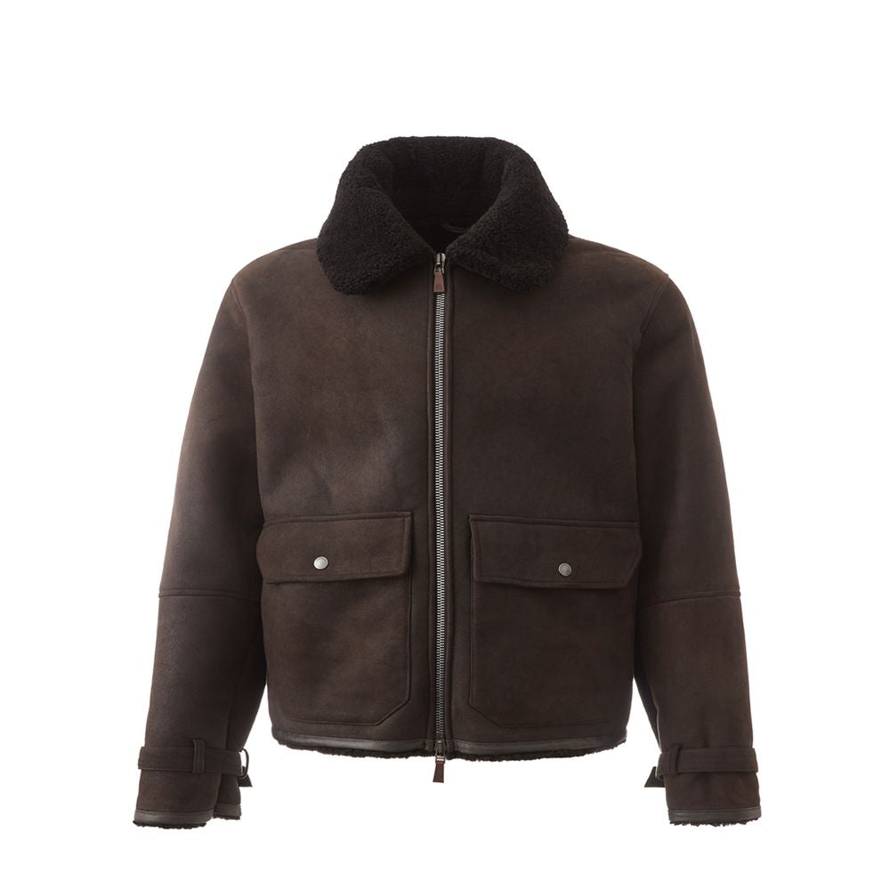 Elegant Montone Leather Brown Jacket by Lardini