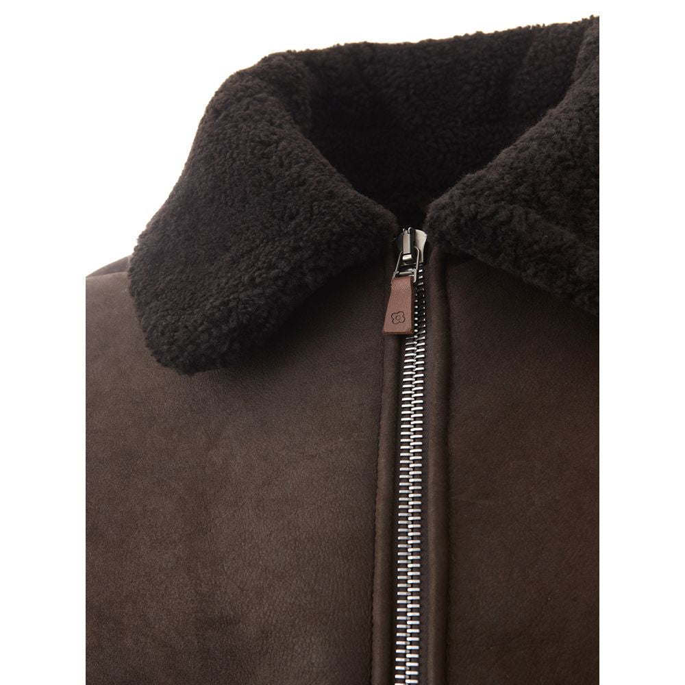 Elegant Montone Leather Brown Jacket by Lardini