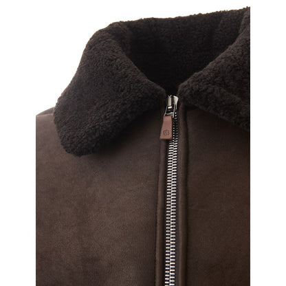 Elegant Montone Leather Brown Jacket by Lardini