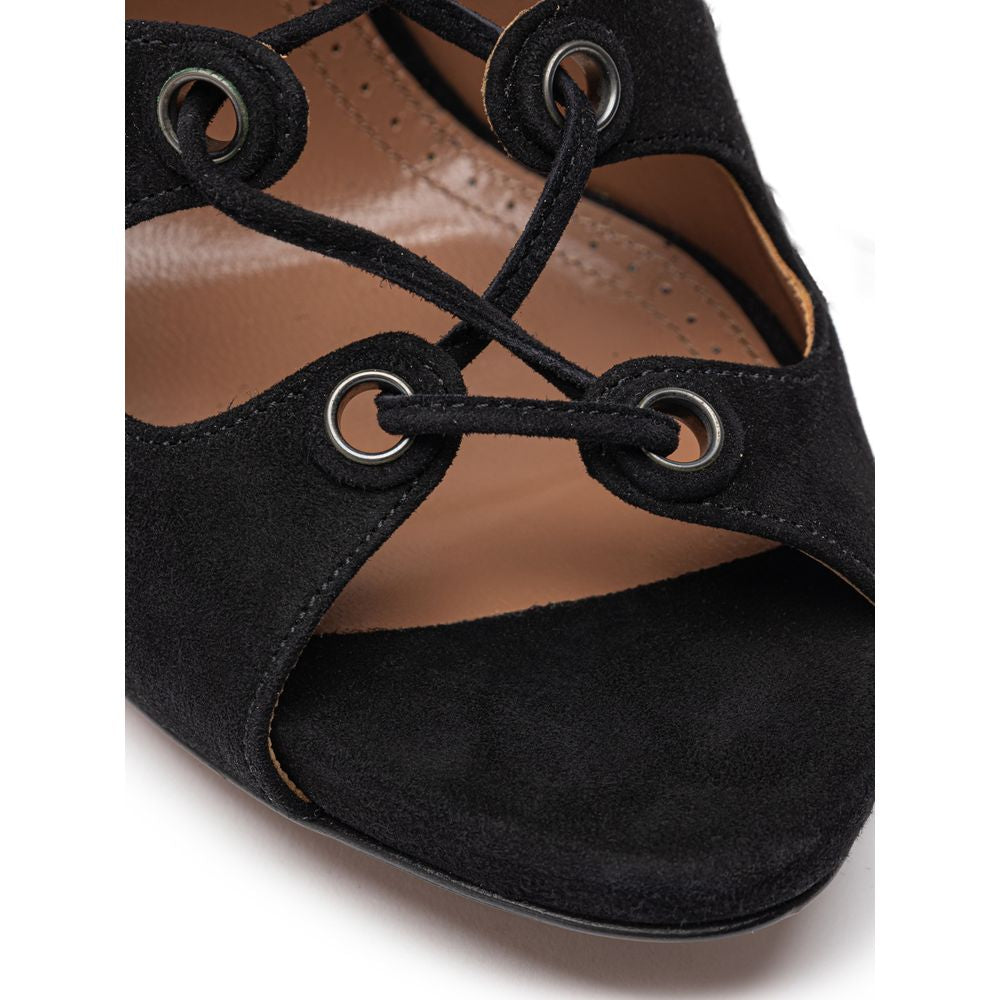 Alaïa Black Leather Scamociata Sandal: A Timeless Elegance
