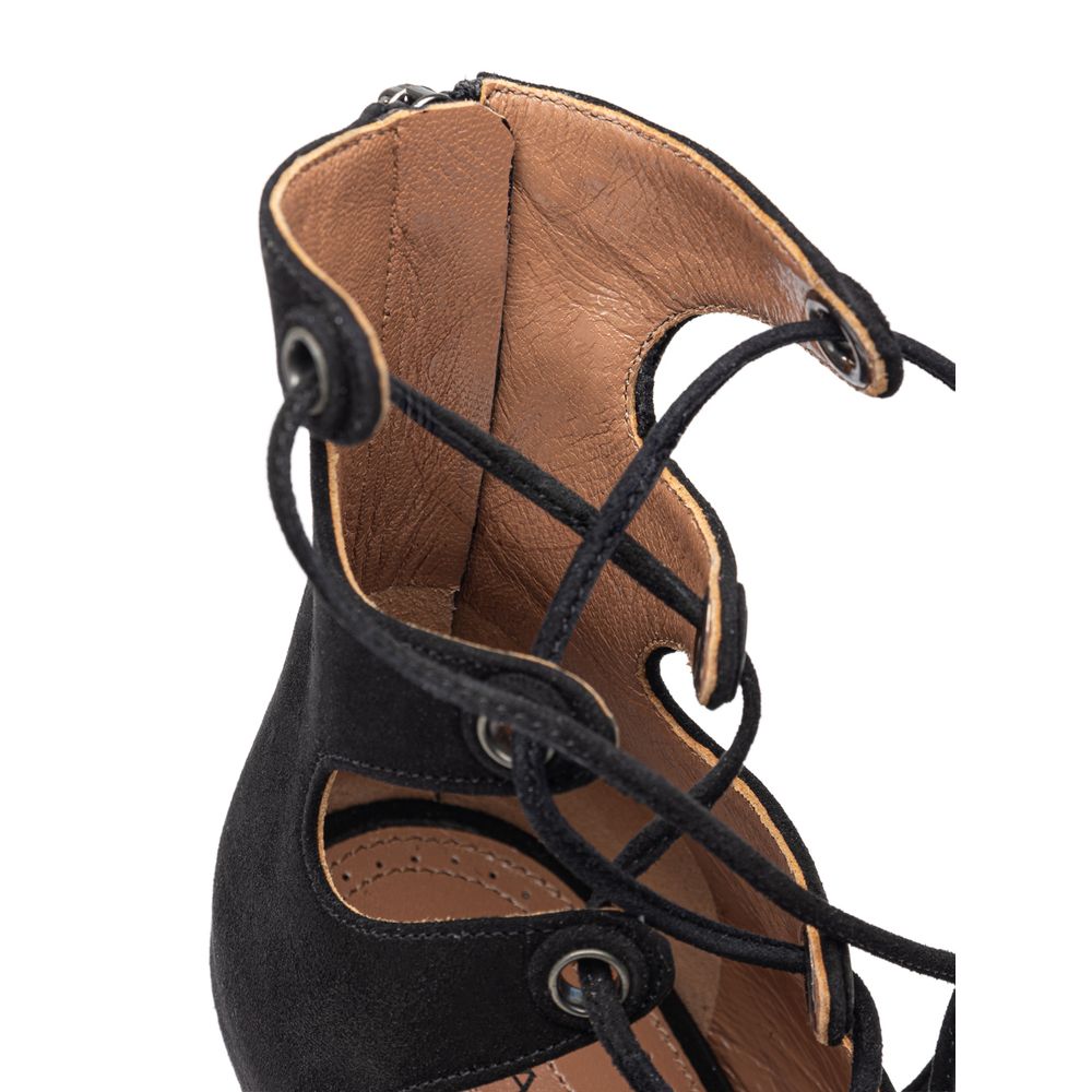 Alaïa Black Leather Scamociata Sandal: A Timeless Elegance