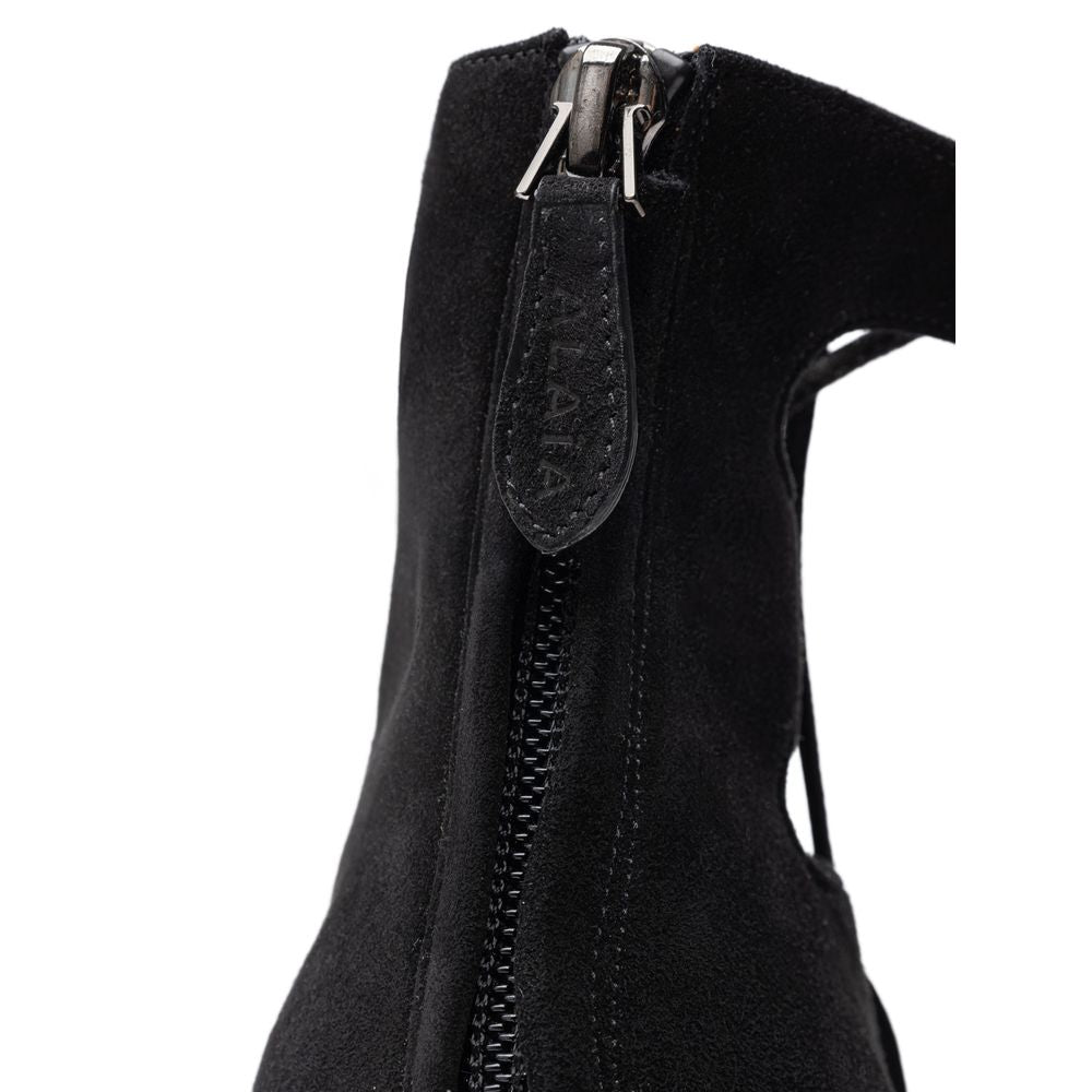 Alaïa Black Leather Scamociata Sandal: A Timeless Elegance