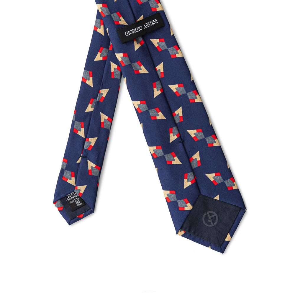 Giorgio Armani Blue Silk Tie - Elegant Jacquard Design