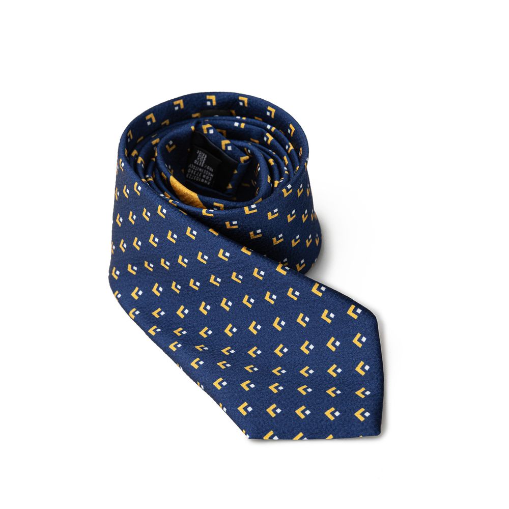 Giorgio Armani Blue Silk Tie with Geometric Pattern