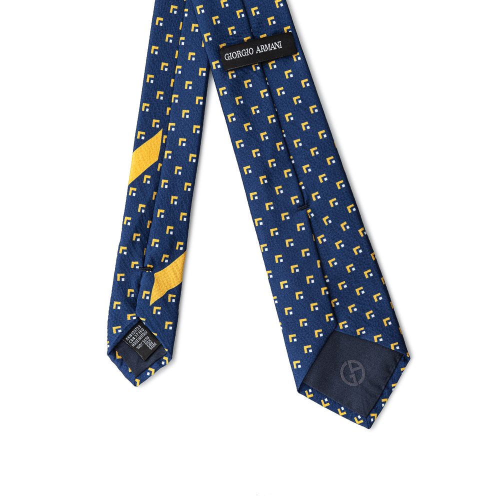 Giorgio Armani Blue Silk Tie with Geometric Pattern