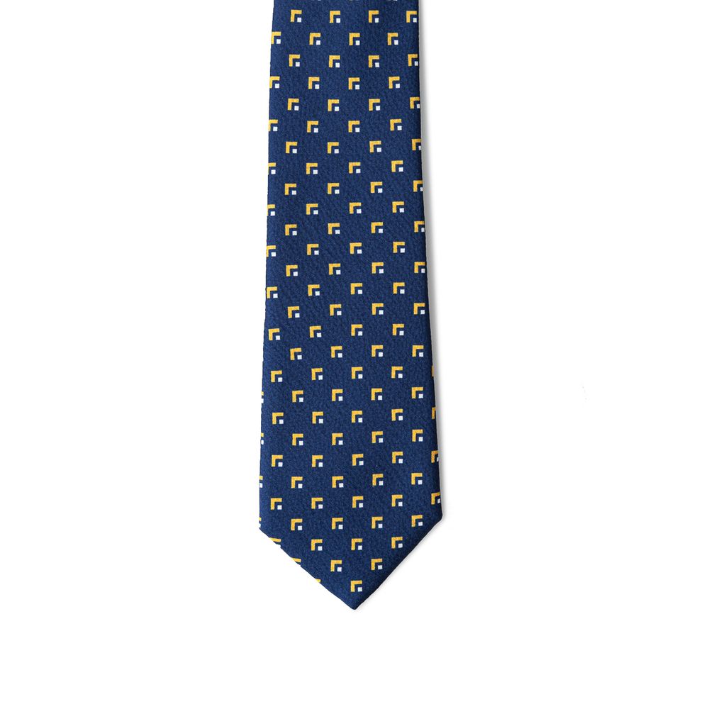 Giorgio Armani Blue Silk Tie with Geometric Pattern