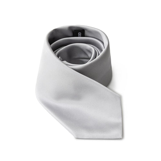 Giorgio Armani Silver Silk Tie - Elegant Ice Colour