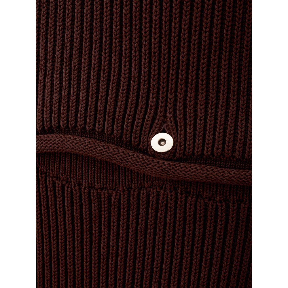 Bottega Veneta Ribbed Brown Midi Dress