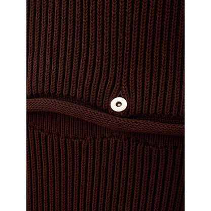 Bottega Veneta Ribbed Brown Midi Dress