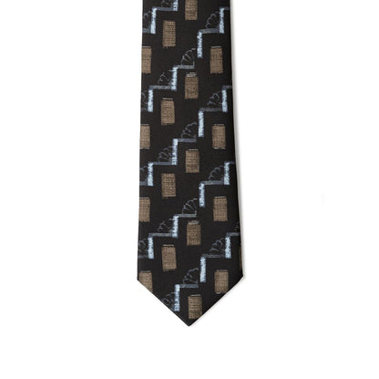 Giorgio Armani Black Silk Tie with Geometric Patterns