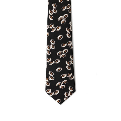 Giorgio Armani Black Silk Tie with Multicolor Contrasting Geometries