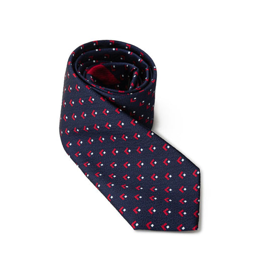 Giorgio Armani Blue Silk Tie with Multicolor Geometries
