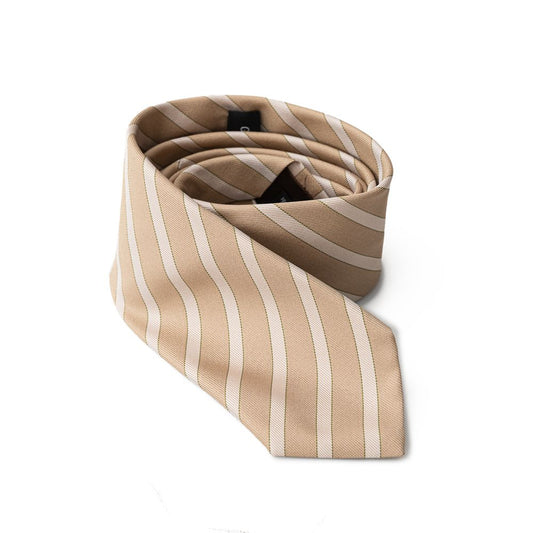 Giorgio Armani Gold Silk Tie with Contrasting Stripes