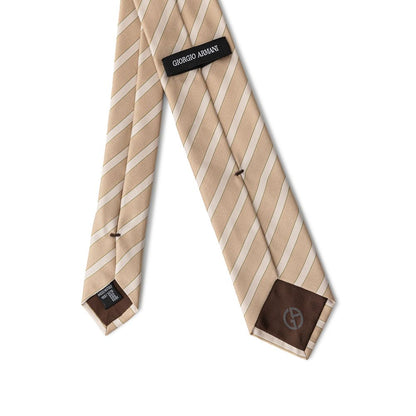 Giorgio Armani Gold Silk Tie with Contrasting Stripes