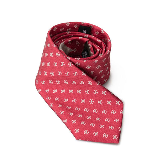 Giorgio Armani Red Geo Print Silk Tie - Luxurious Geometric Elegance
