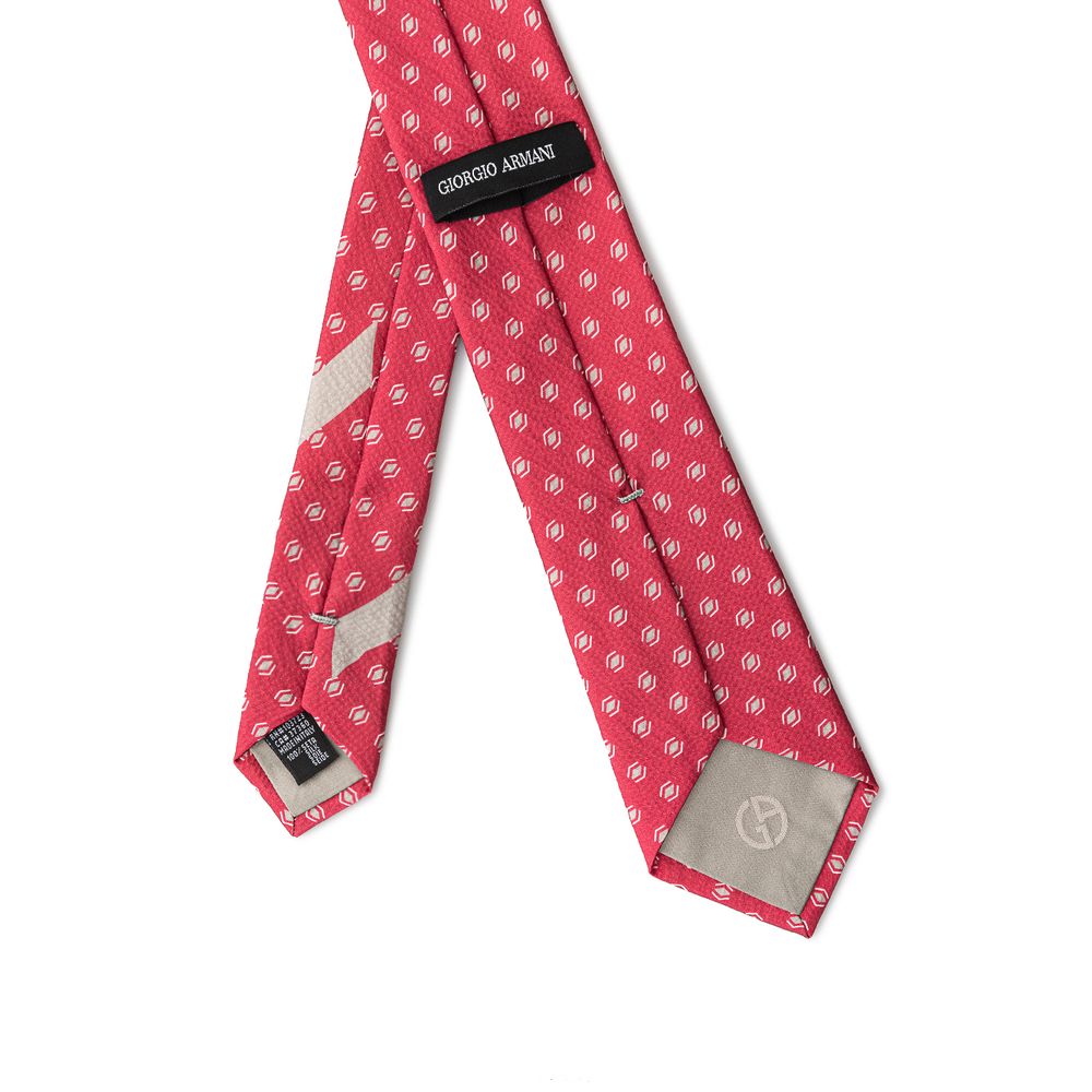 Giorgio Armani Red Geo Print Silk Tie - Luxurious Geometric Elegance