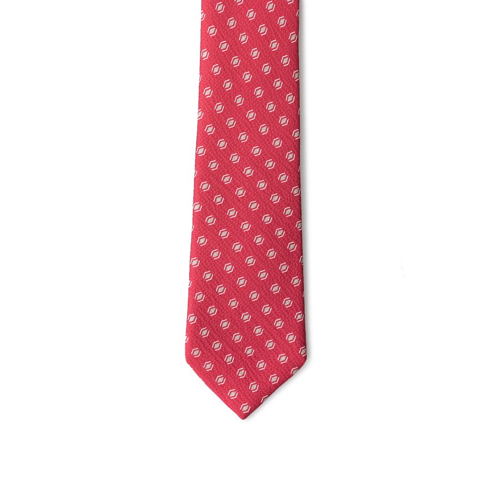 Giorgio Armani Red Geo Print Silk Tie - Luxurious Geometric Elegance