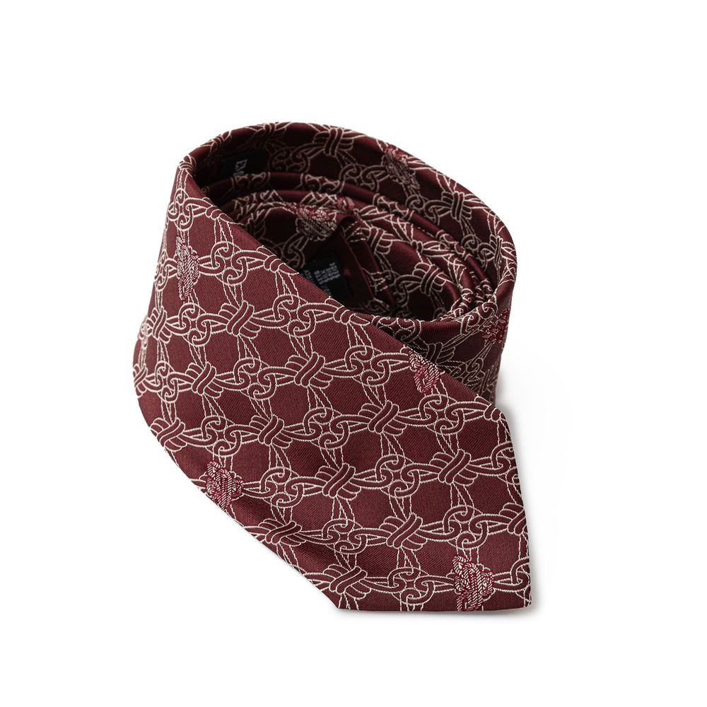 Emporio Armani Burgundy Silk Tie with Byzantine Embroidery