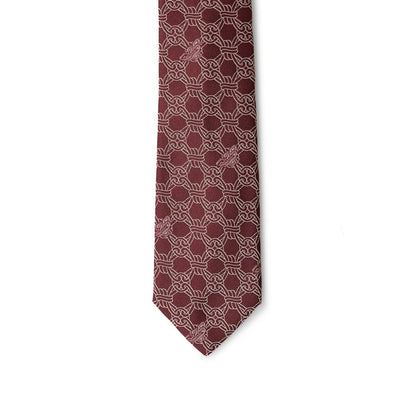 Emporio Armani Burgundy Silk Tie with Byzantine Embroidery