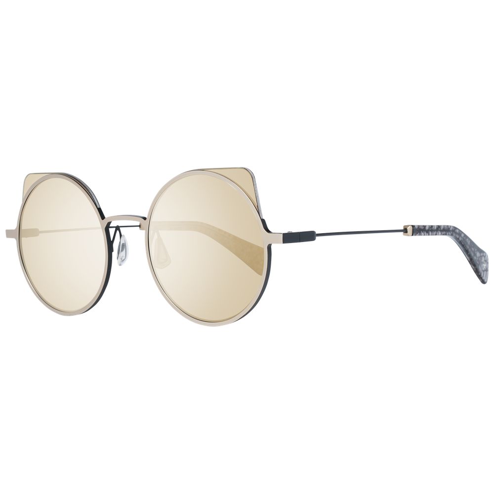 Yohji Yamamoto Gray Men’s Sunglasses – Gunmetal Frame with Gold Mirrored Lenses, 52mm