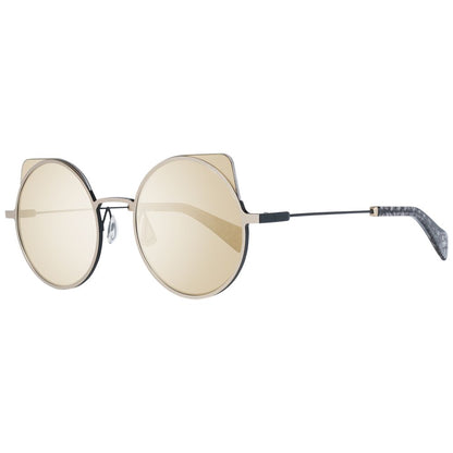 Yohji Yamamoto Gray Men’s Sunglasses – Gunmetal Frame with Gold Mirrored Lenses, 52mm