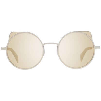 Yohji Yamamoto Gray Men’s Sunglasses – Gunmetal Frame with Gold Mirrored Lenses, 52mm