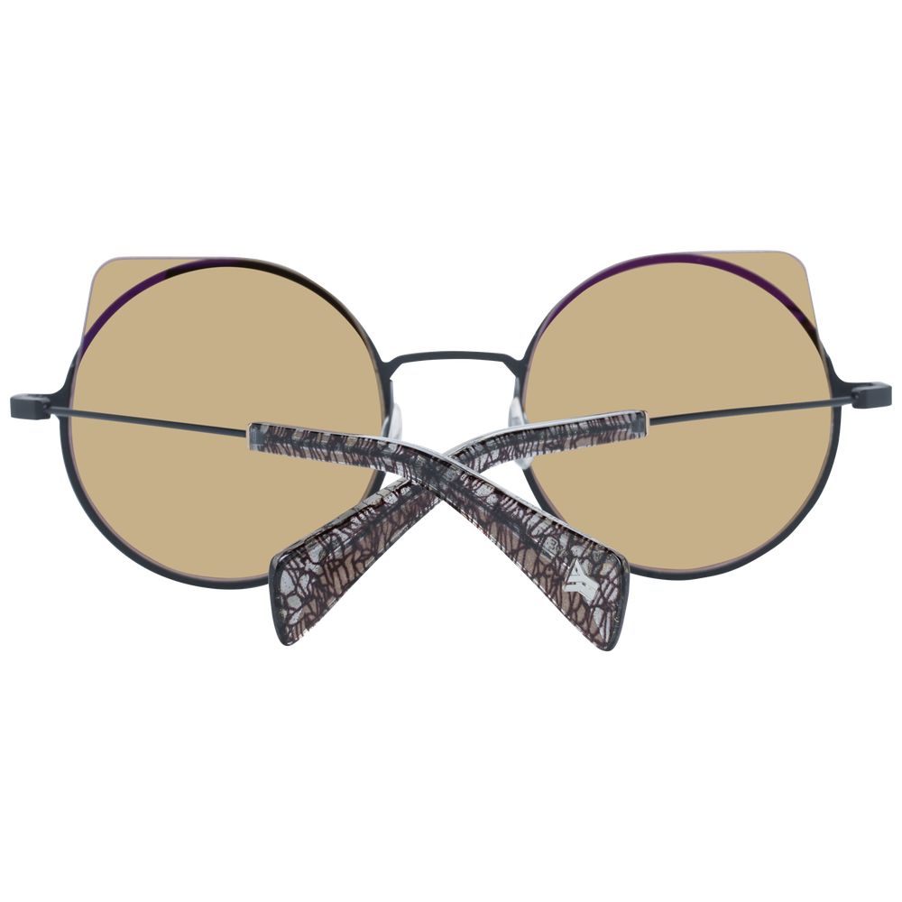 Yohji Yamamoto Gray Men’s Sunglasses – Gunmetal Frame with Gold Mirrored Lenses, 52mm