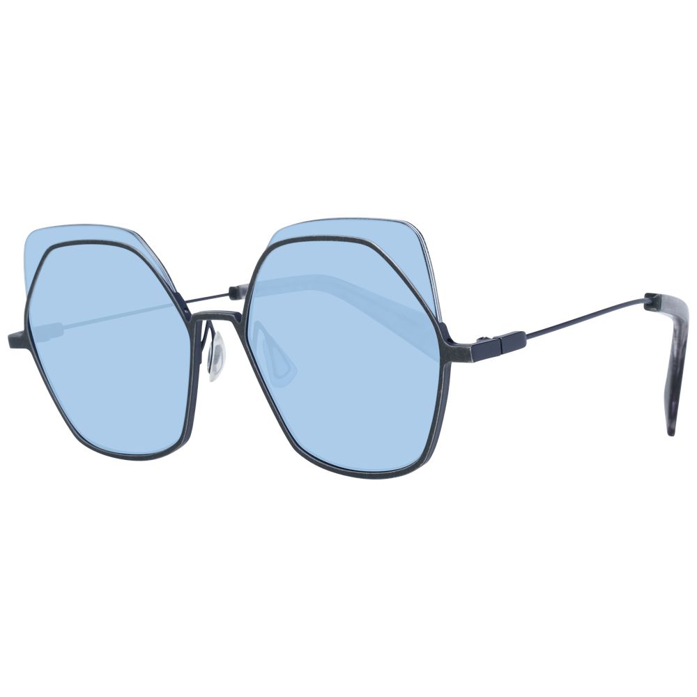 Yohji Yamamoto Women’s Sunglasses – Gunmetal Frame with Blue Lenses, 52mm
