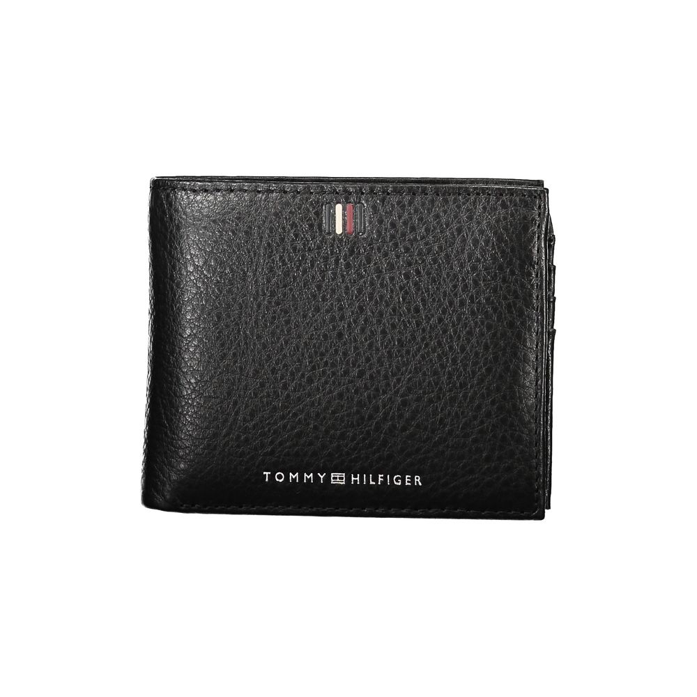 Tommy Hilfiger Men's Black Leather Wallet with Logo