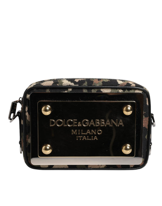 Dolce & Gabbana Army Leopard Jacquard DG Logo Crossbody Bag