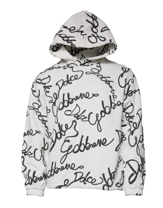 Dolce & Gabbana White Logo Cotton Hooded Sweatshirt