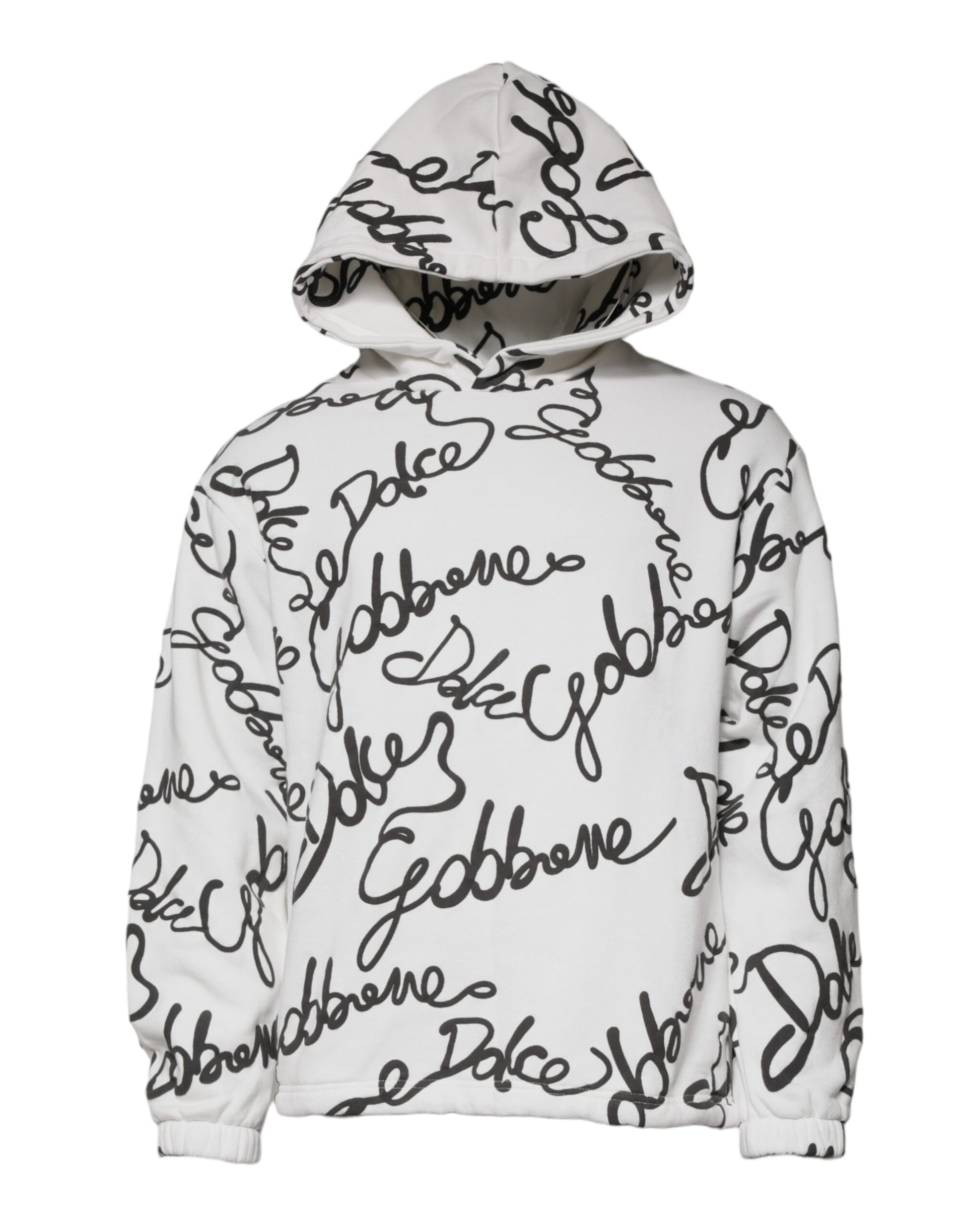 Dolce & Gabbana White Logo Cotton Hooded Sweatshirt
