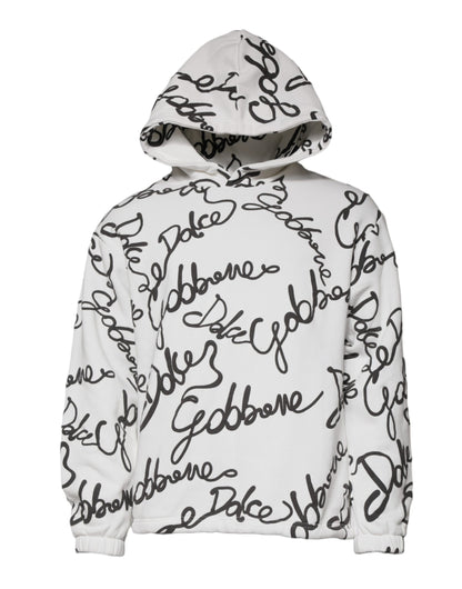 Dolce & Gabbana White Logo Cotton Hooded Sweatshirt