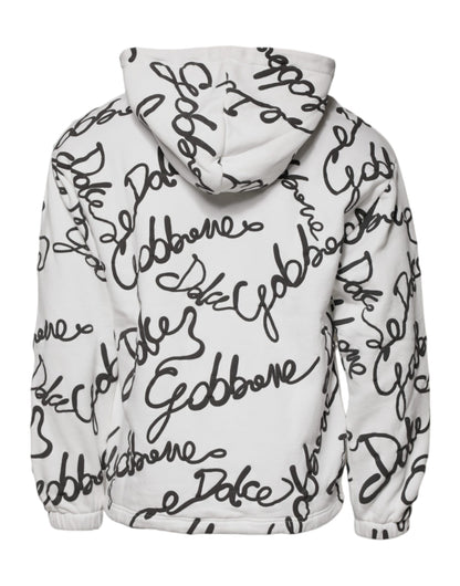 Dolce & Gabbana White Logo Cotton Hooded Sweatshirt
