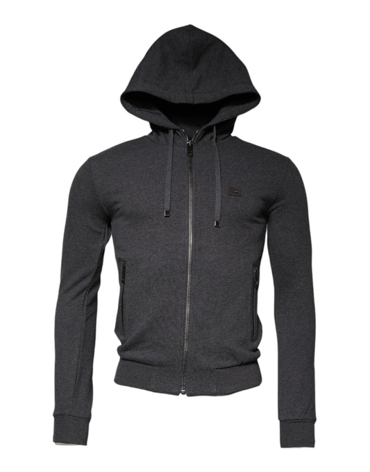 Dolce & Gabbana Gray Logo Full Zip Hooded Sweatshirt