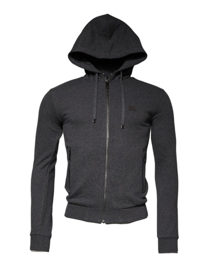 Dolce & Gabbana Gray Logo Full Zip Hooded Sweatshirt