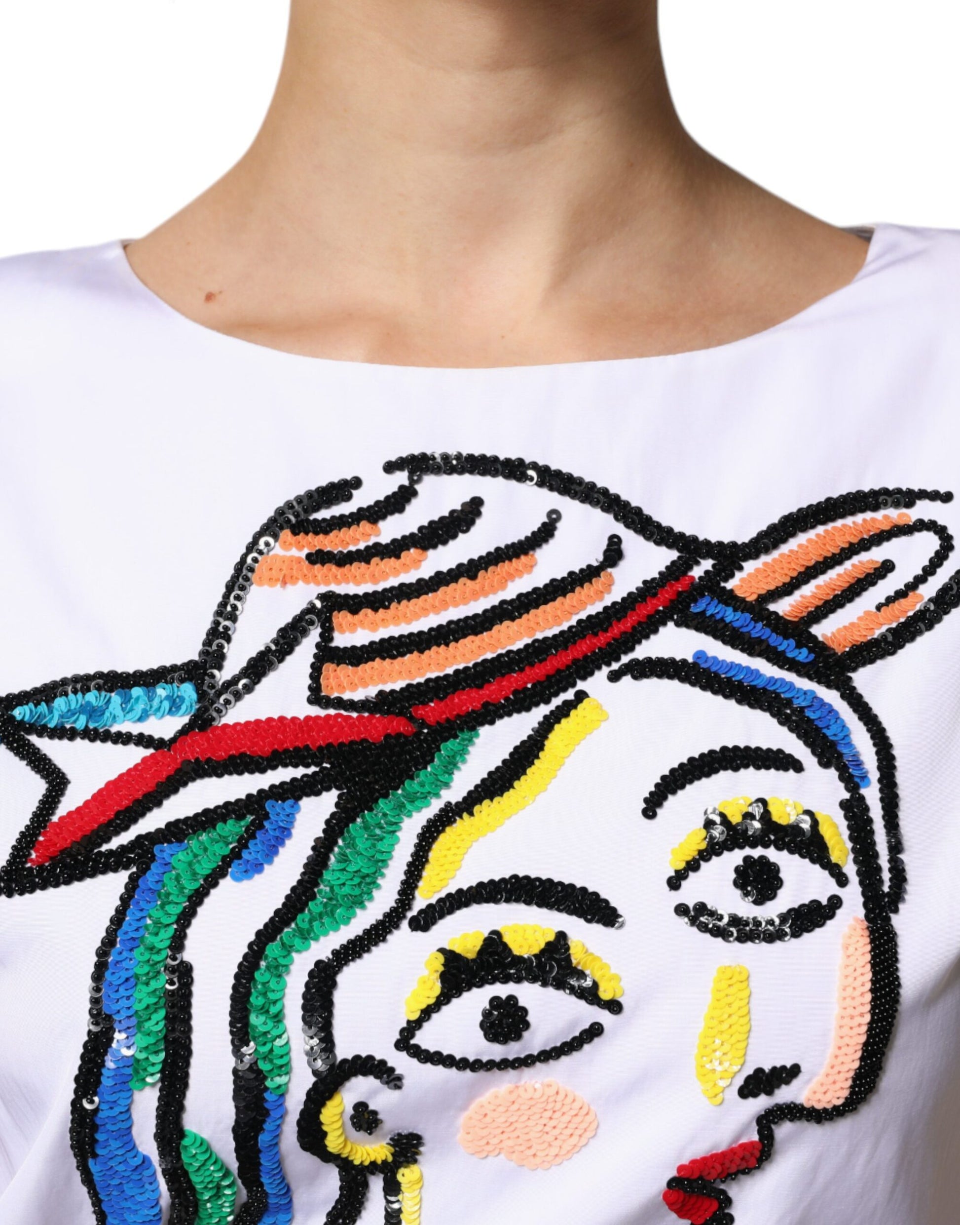 Moschino Couture White Printed Sheath Mini Dress
