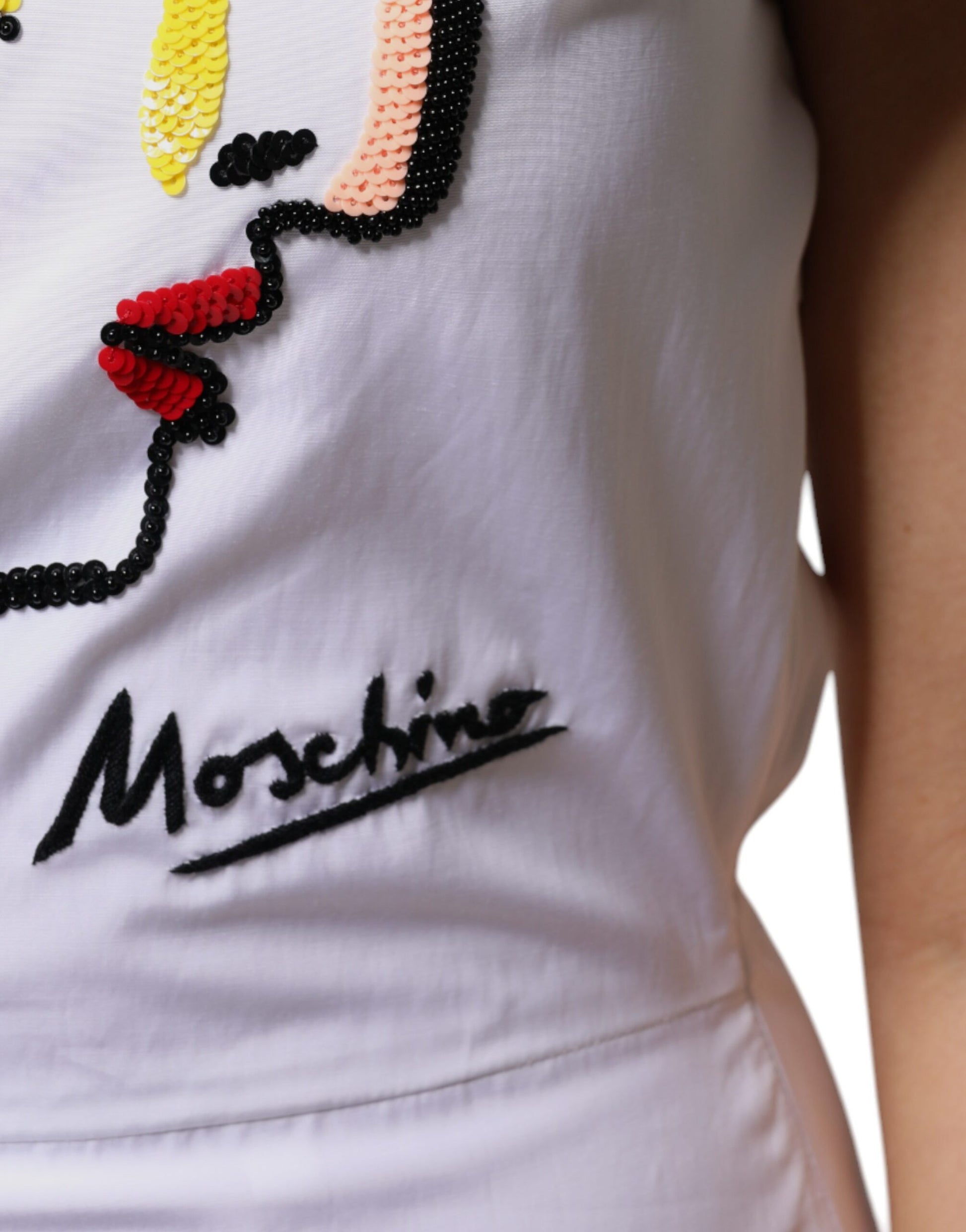 Moschino Couture White Printed Sheath Mini Dress