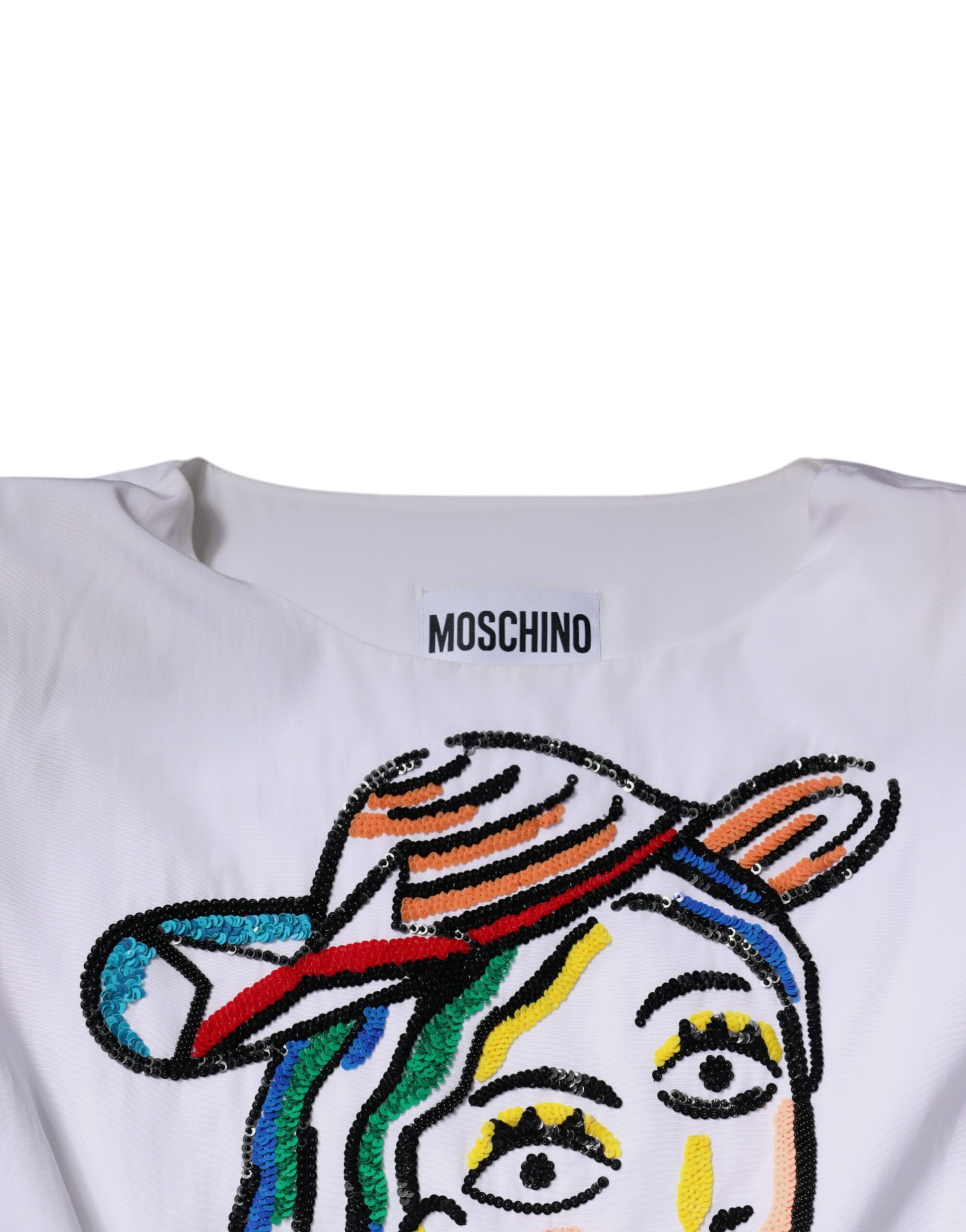 Moschino Couture White Printed Sheath Mini Dress