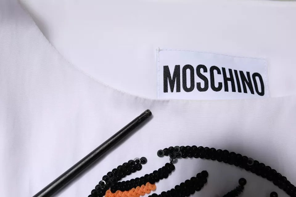 Moschino Couture White Printed Sheath Mini Dress