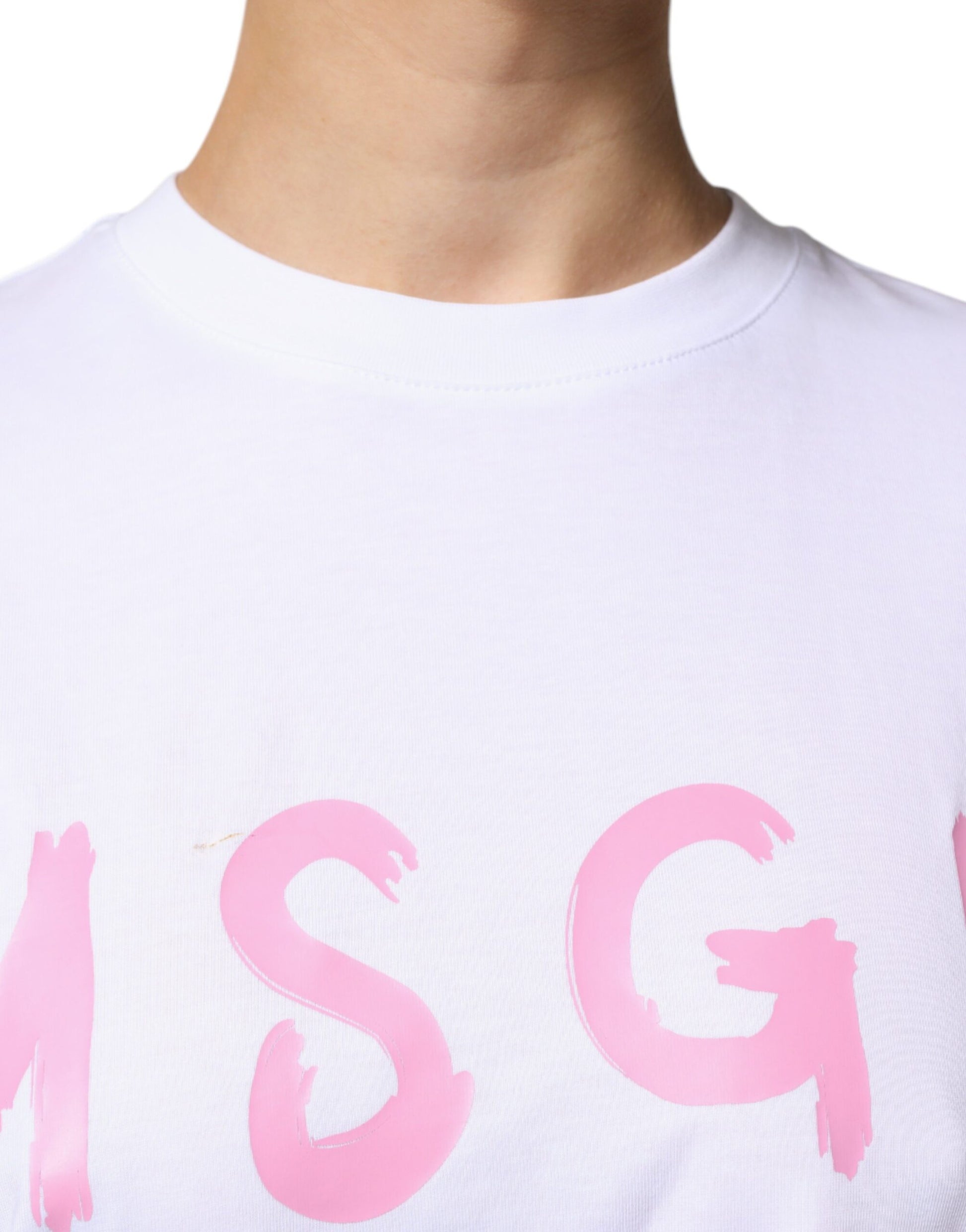 MSGM White Logo Print Cotton T-Shirt Mini Dress