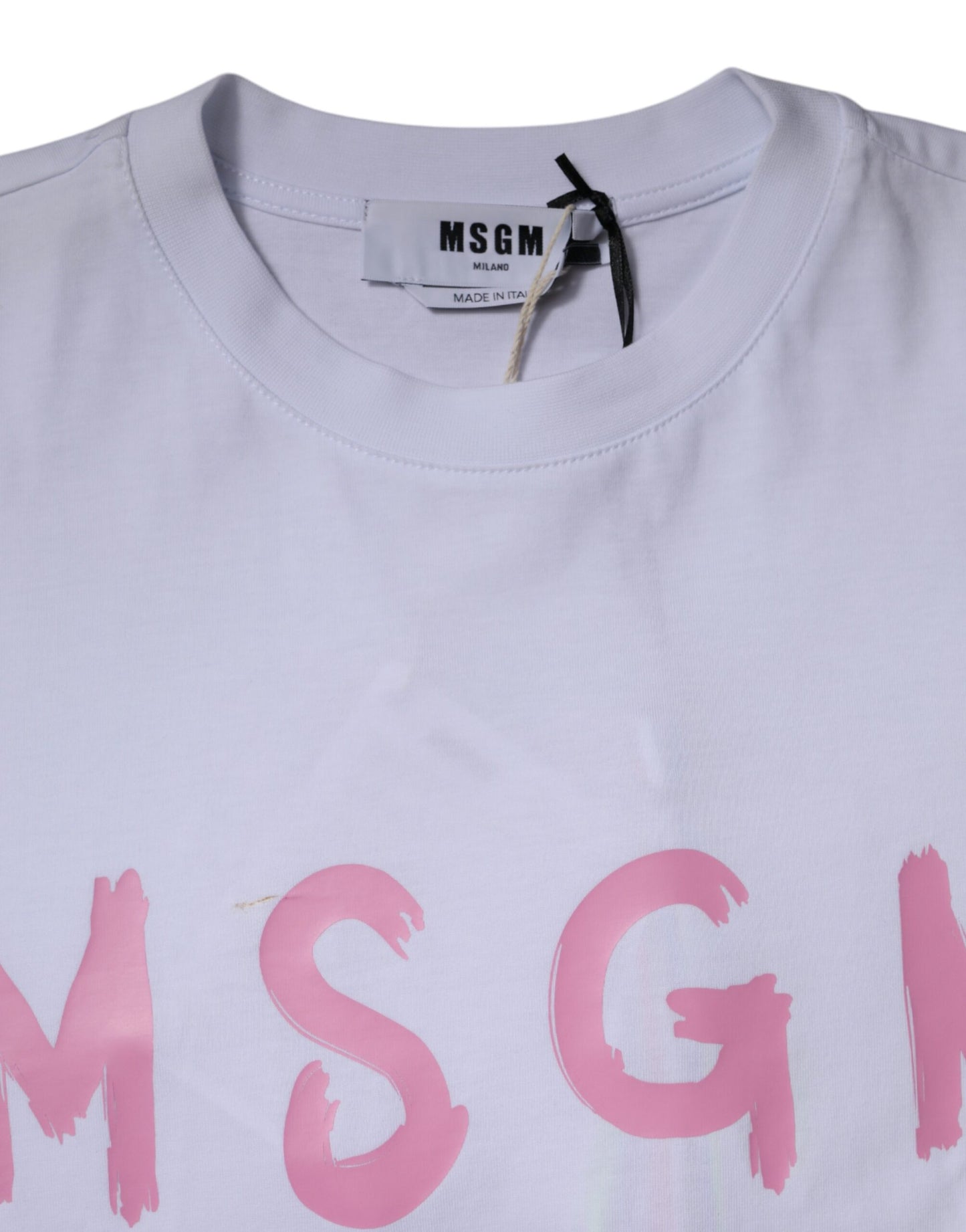 MSGM White Logo Print Cotton T-Shirt Mini Dress
