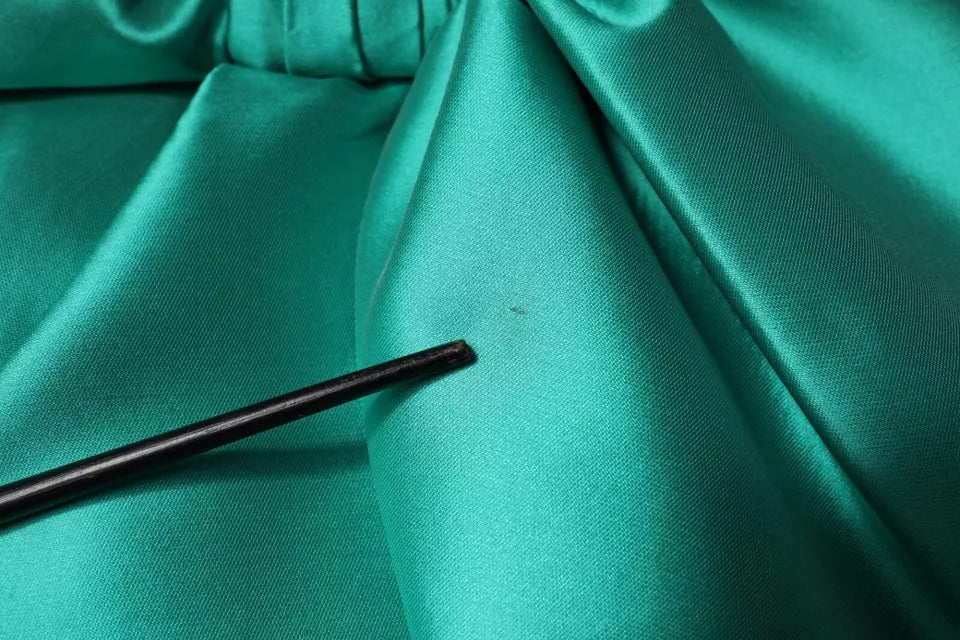 Alberta Ferretti Green Satin Sleeveless V-Neck Layered Dress