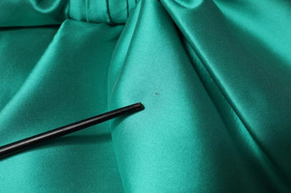 Alberta Ferretti Green Satin Sleeveless V-Neck Layered Dress