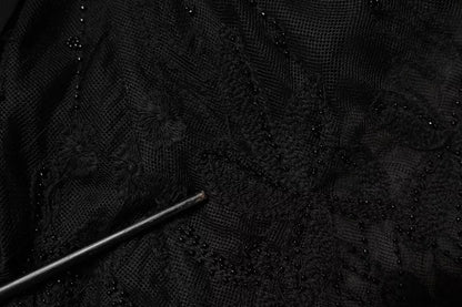 Blugirl Black Short Sleeve Floral Lace Trim A-line Mini Dress