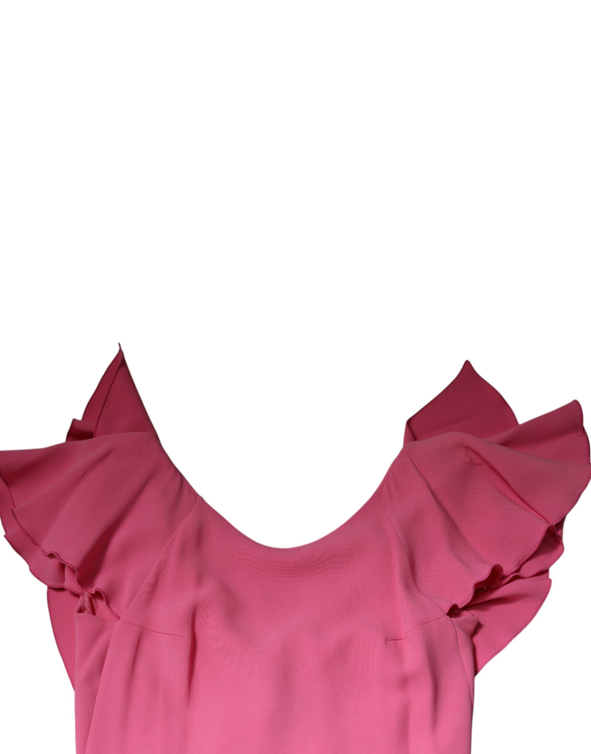 Dondup Pink Short Sleeves Backless Sheath Mini Ruffle Dress