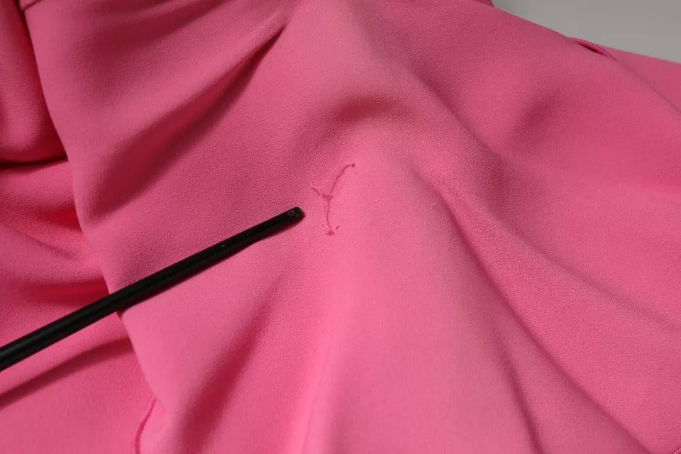 Dondup Pink Short Sleeves Backless Sheath Mini Ruffle Dress