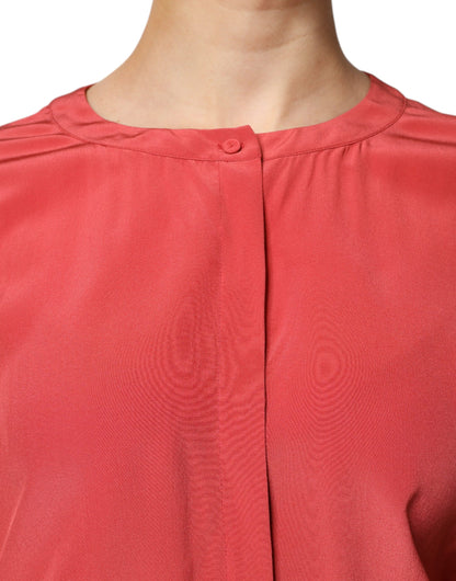Peserico Red Long Sleeved Pencil Cut Drawstring Waist Dress