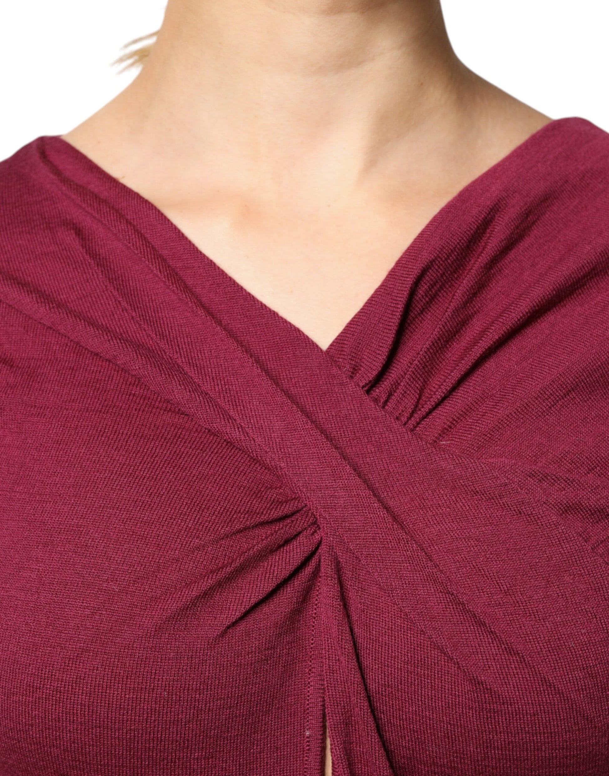 Roberto Cavalli Maroon Keyhole Knit Pullover Sweater
